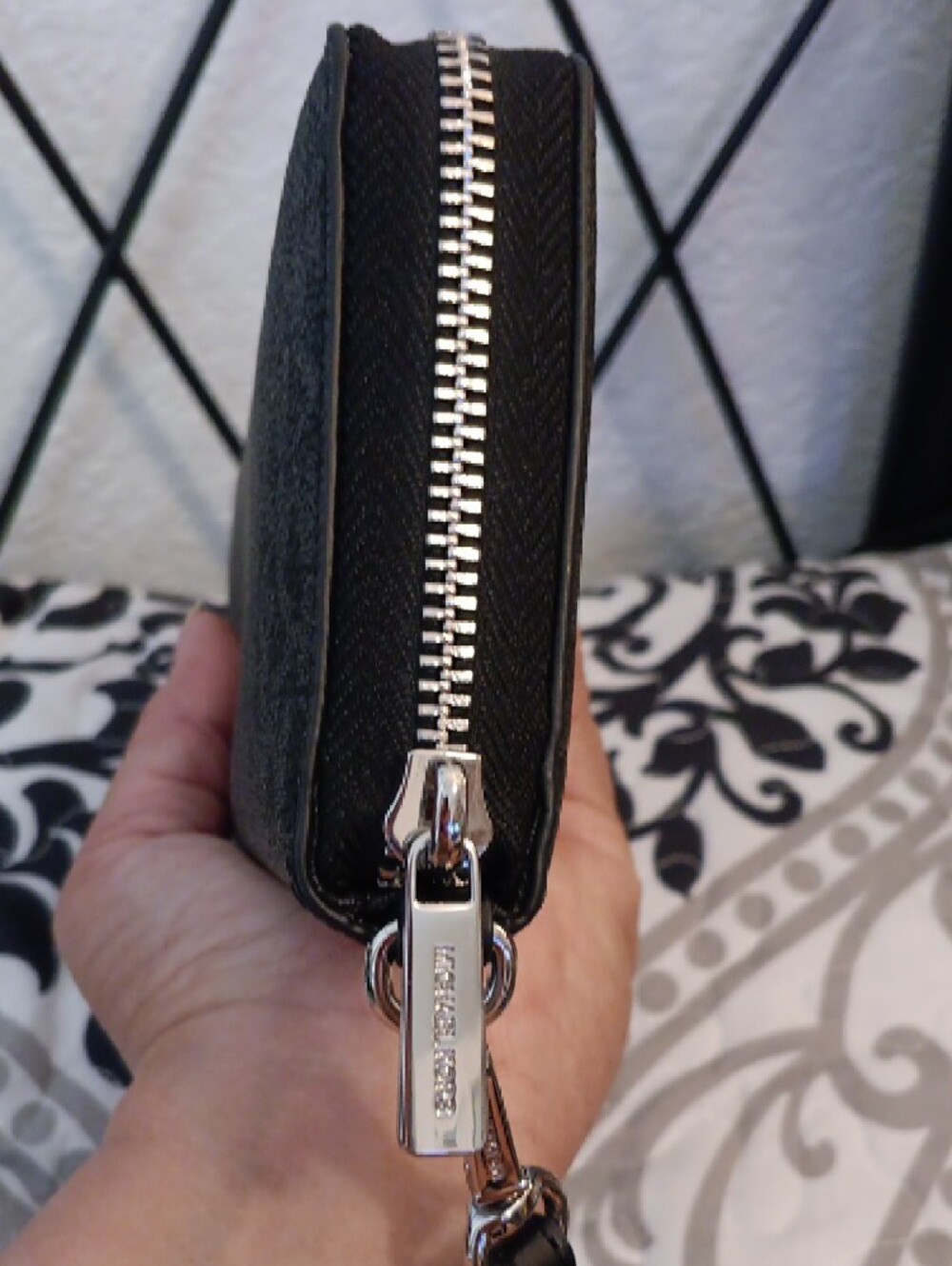 Michael Kors Black Leather Wristlet with Silver Hardware - Picture 6 of 16